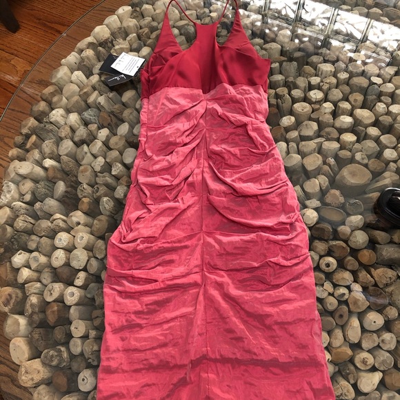Nicole Miller Coral Ruched Cocktail Dress NWT - Picture 5 of 8
